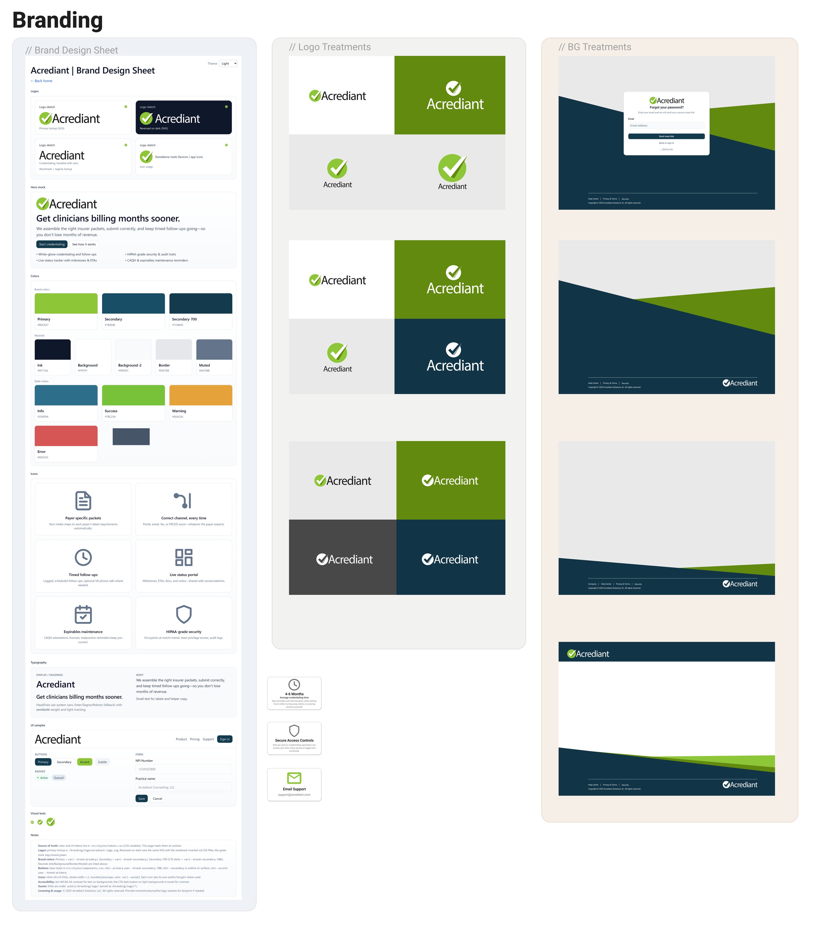 The Acrediant brand board.