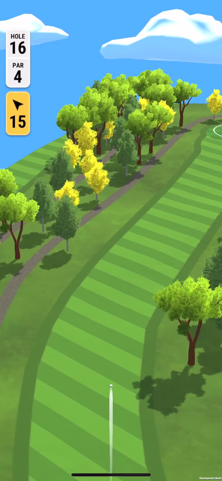 Gameplay screenshot: a fairway with a 210 yard marker.