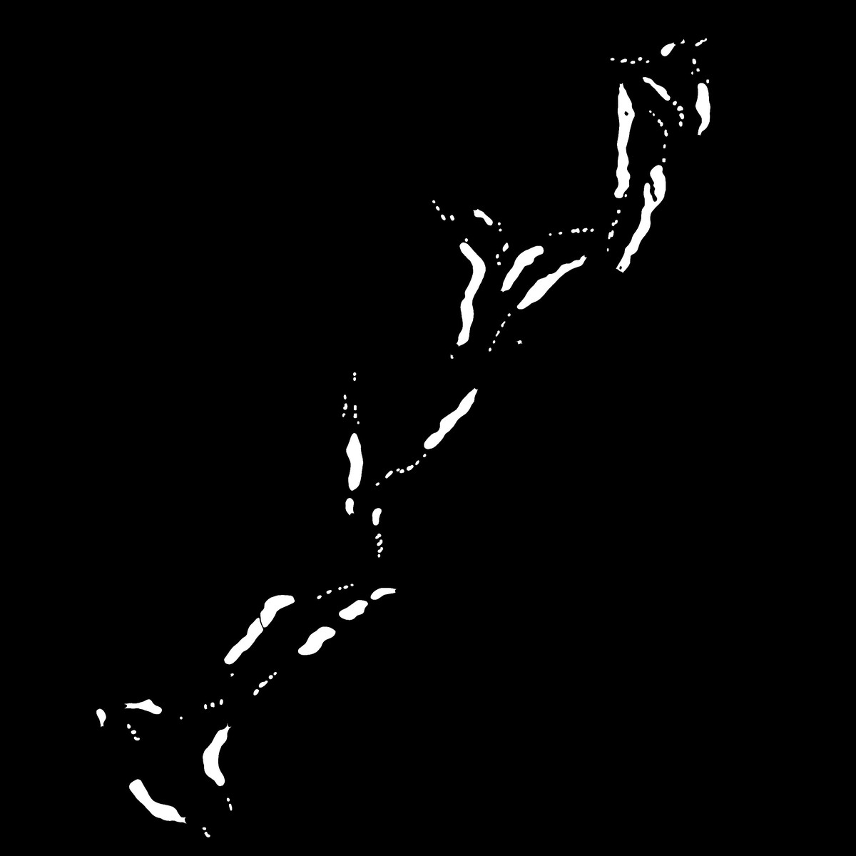 White fairway shapes on black.