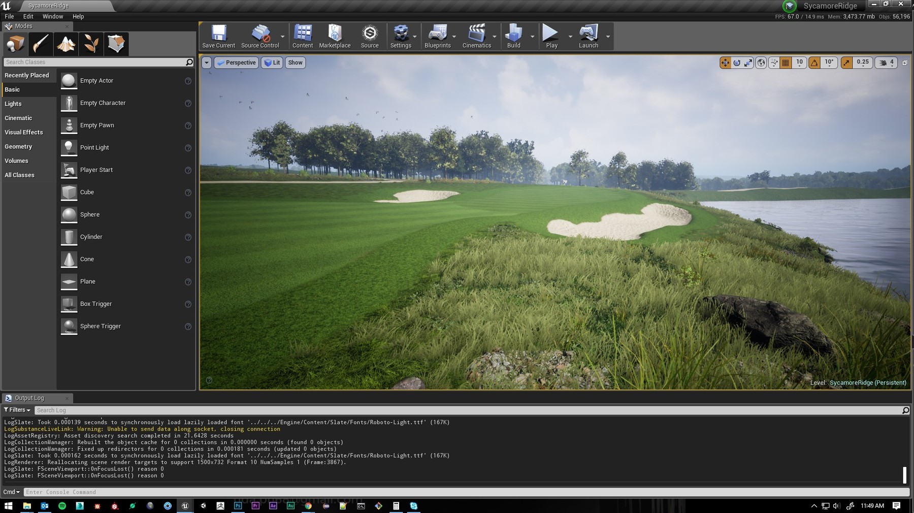 A green with bunkers in Unreal Engine.