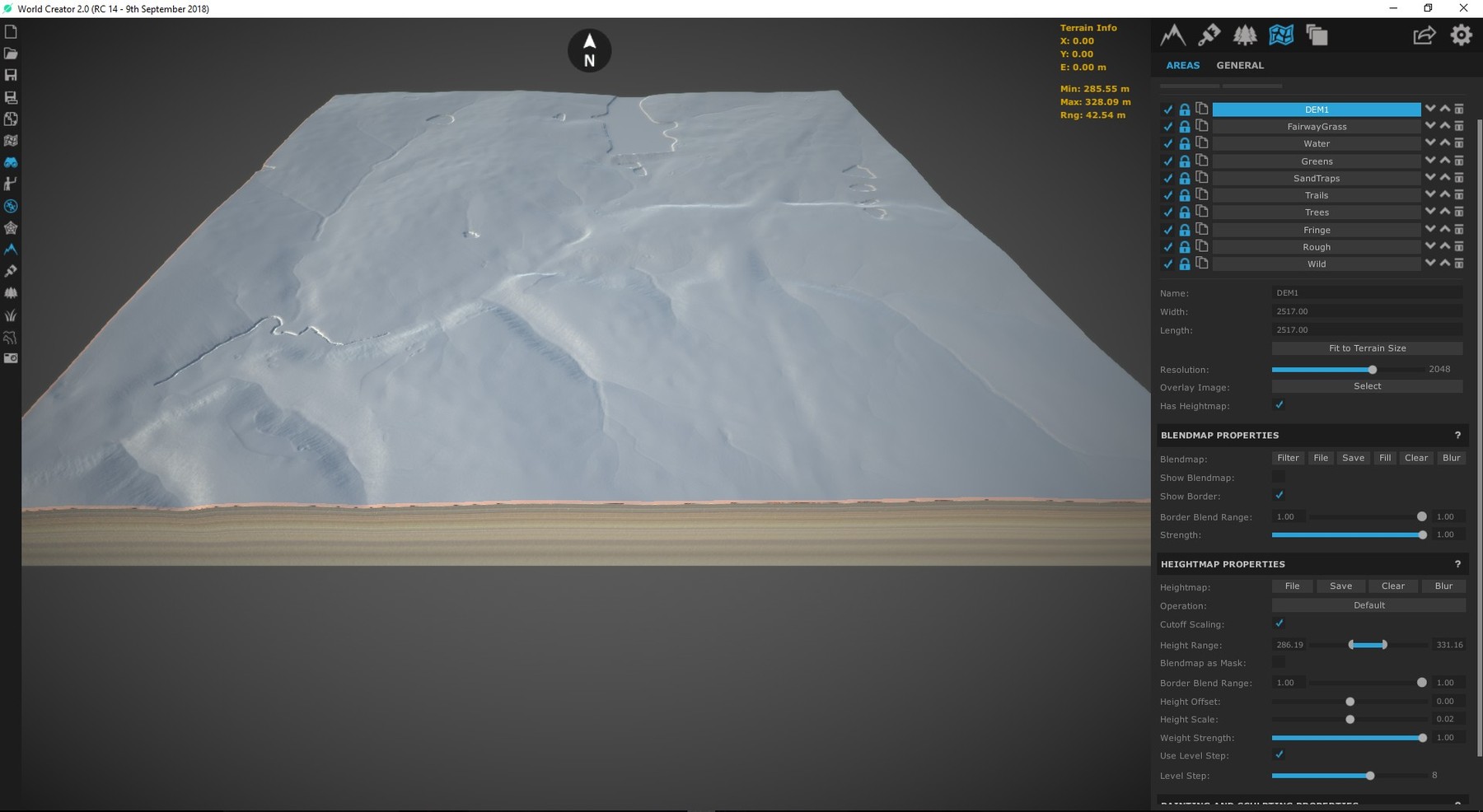 Gray eroded terrain in World Creator.