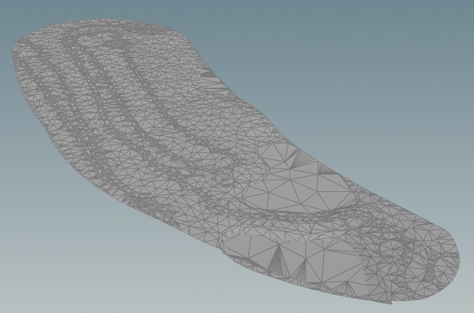 A triangulated low-poly mesh of the island.