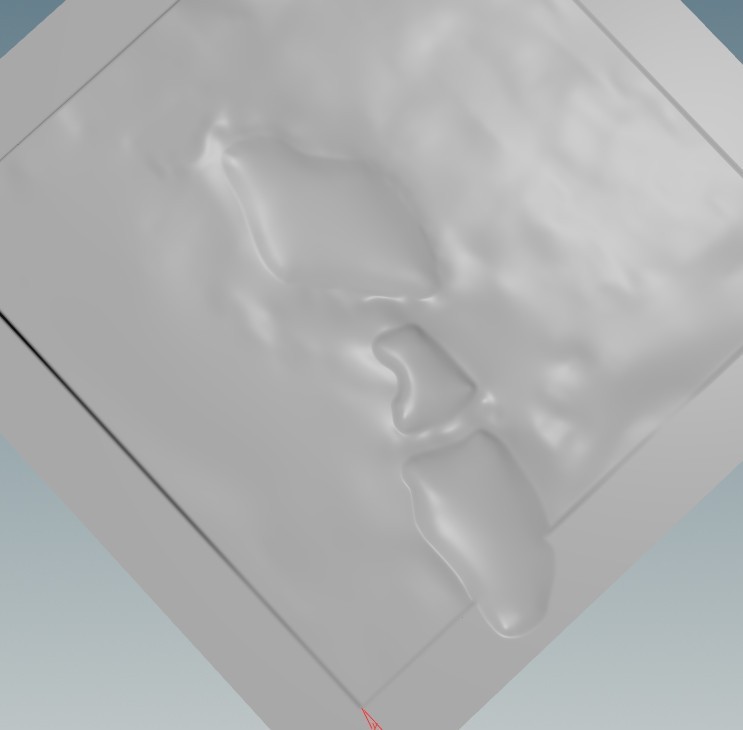 Elevation surface with course shapes pressed into it.